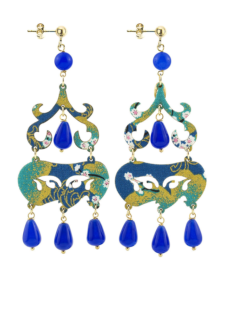 Orecchini Chandelier Corto Blu - Lebole Maison